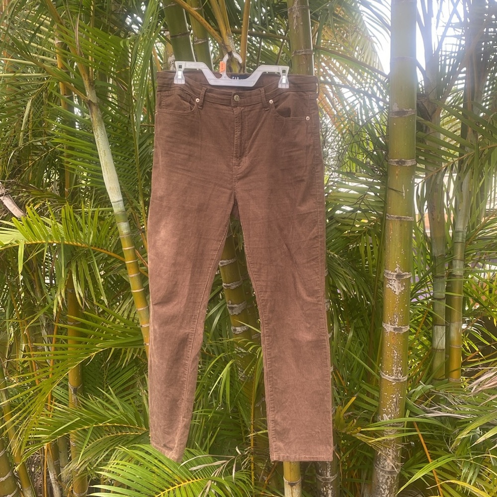 Gap Vintage Slim High Rise chocolate brown Corduroy Pants 14 32 R - Picture 8 of 9